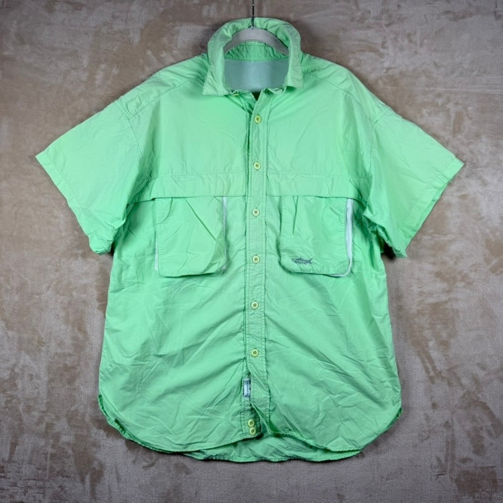Tarponwear by Simms Mens Short Sleeve Fishing Shirt Lime Green Vented XL